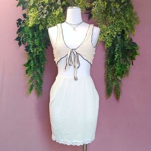 UO Cream & Black Tie Knit Cami